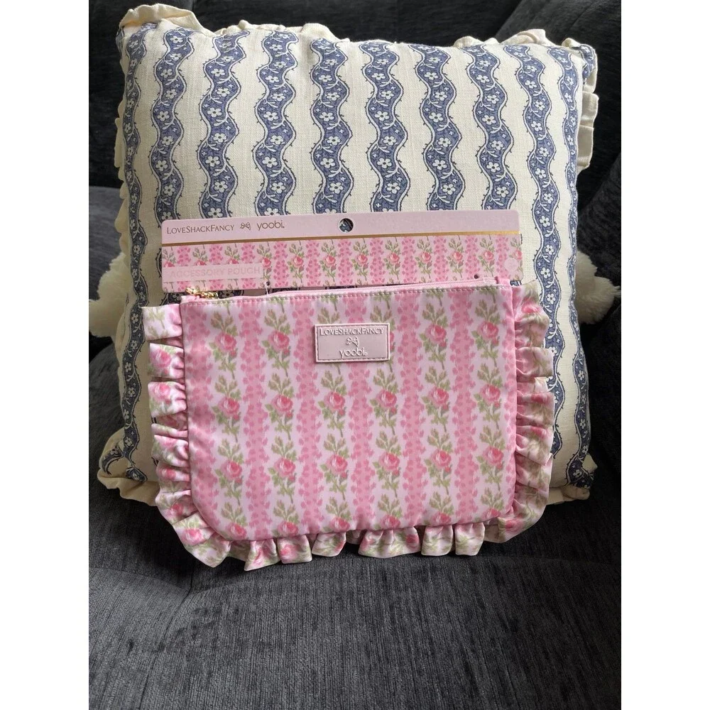 LoveShackFancy Target Yoobi Blooming Heirloom Flat Zip Pencil Case with Ruffles
